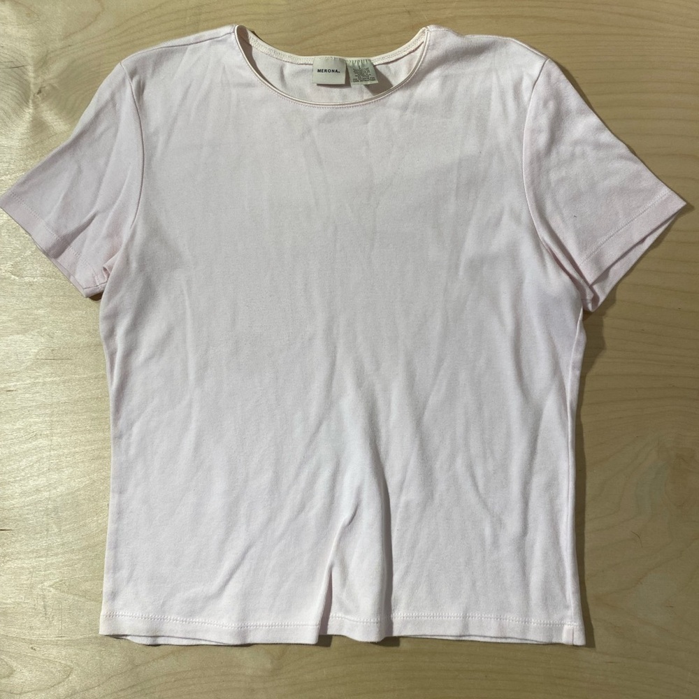 Merona Light Pink Short Sleeve Tee Large (QO)